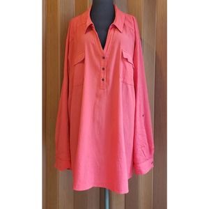 Catherine's size 5XL red long sleeve V-neck blouse